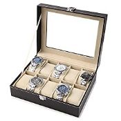 RRP £15.98 10 Grid Leather Watch Display Case Box Jewelry Collection