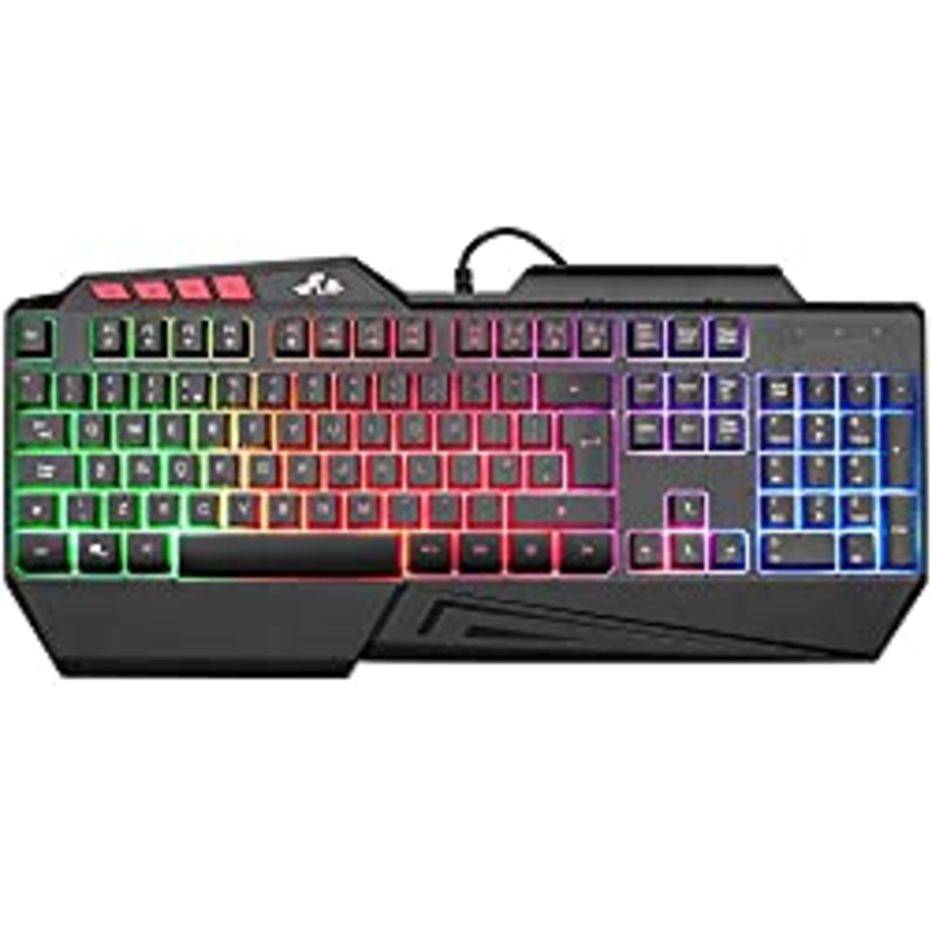 RRP £17.99 Rii RK900 Large Size 7 Colour LED Rainbow Gaming Keyboard UK Layout - Black
