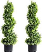 RRP £104.99 2 Set 3Ft/90cm Spiral Topiary Artificial Cypress Tree