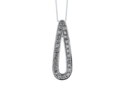 9ct White Gold Fancy Cluster Teardrop Shape Diamond Pendant 0.12 Carats - Valued by GIE £1,820.