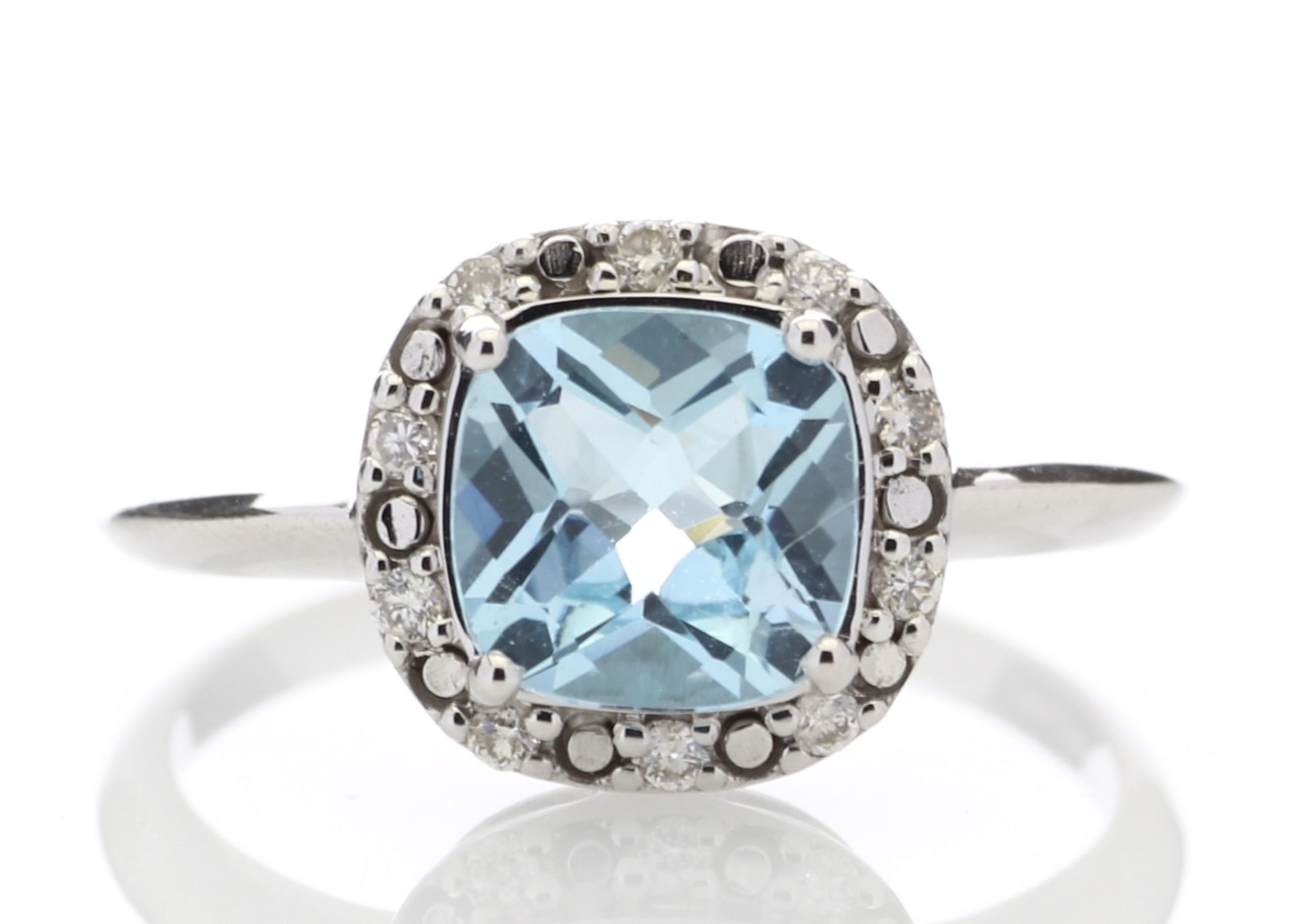 9ct White Gold Diamond And Blue Topaz Ring 0.10 Carats - Valued by GIE £1,920.00 - A stunning