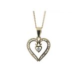 9ct Yellow Gold Heart Shaped Pendant Set With Diamonds 0.16 Carats - Valued by GIE £1,145.00 - One