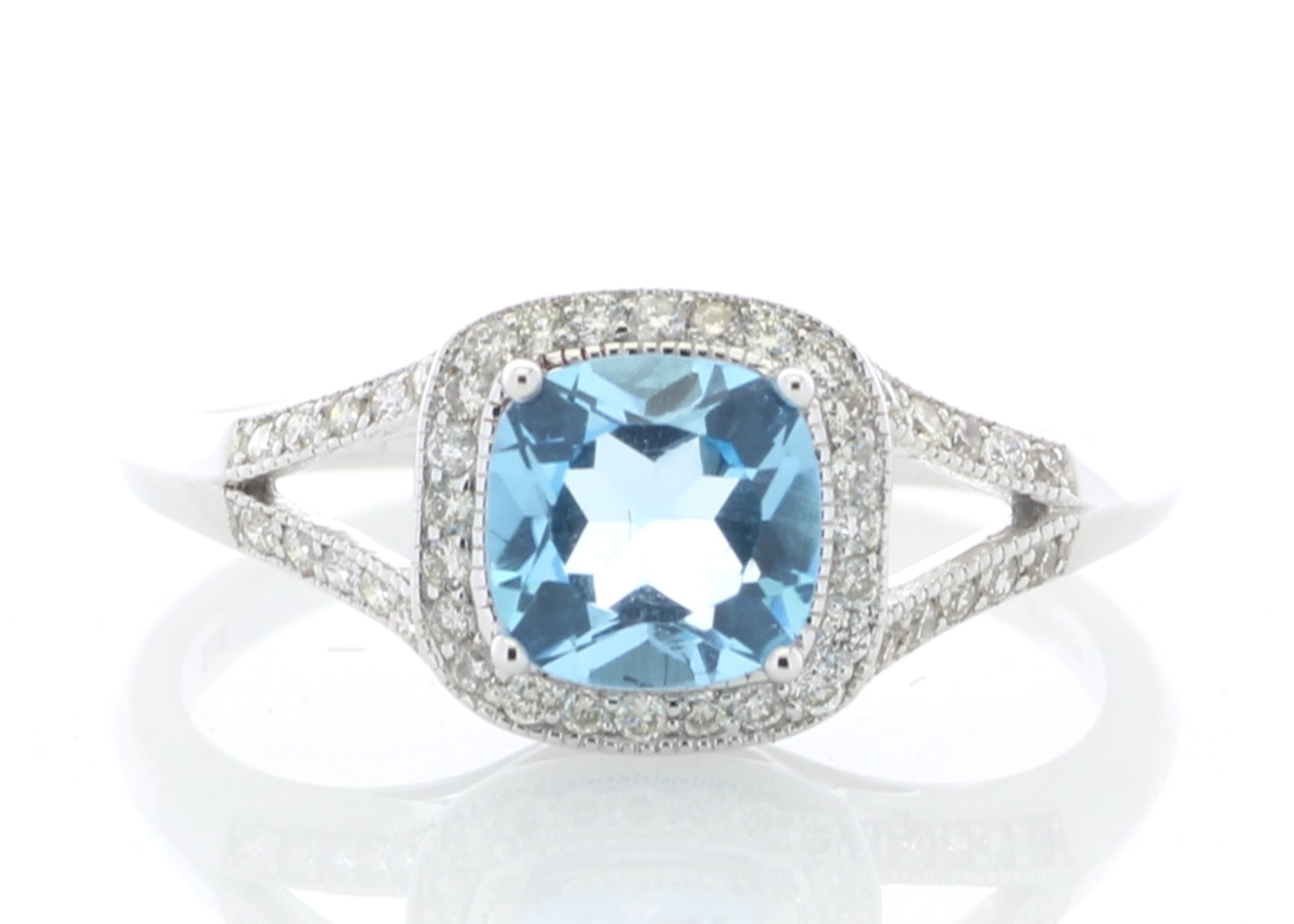 9ct White Gold Blue Topaz And Diamond Ring 0.22 Carats - Valued by GIE £2,695.00 - 9ct White Gold