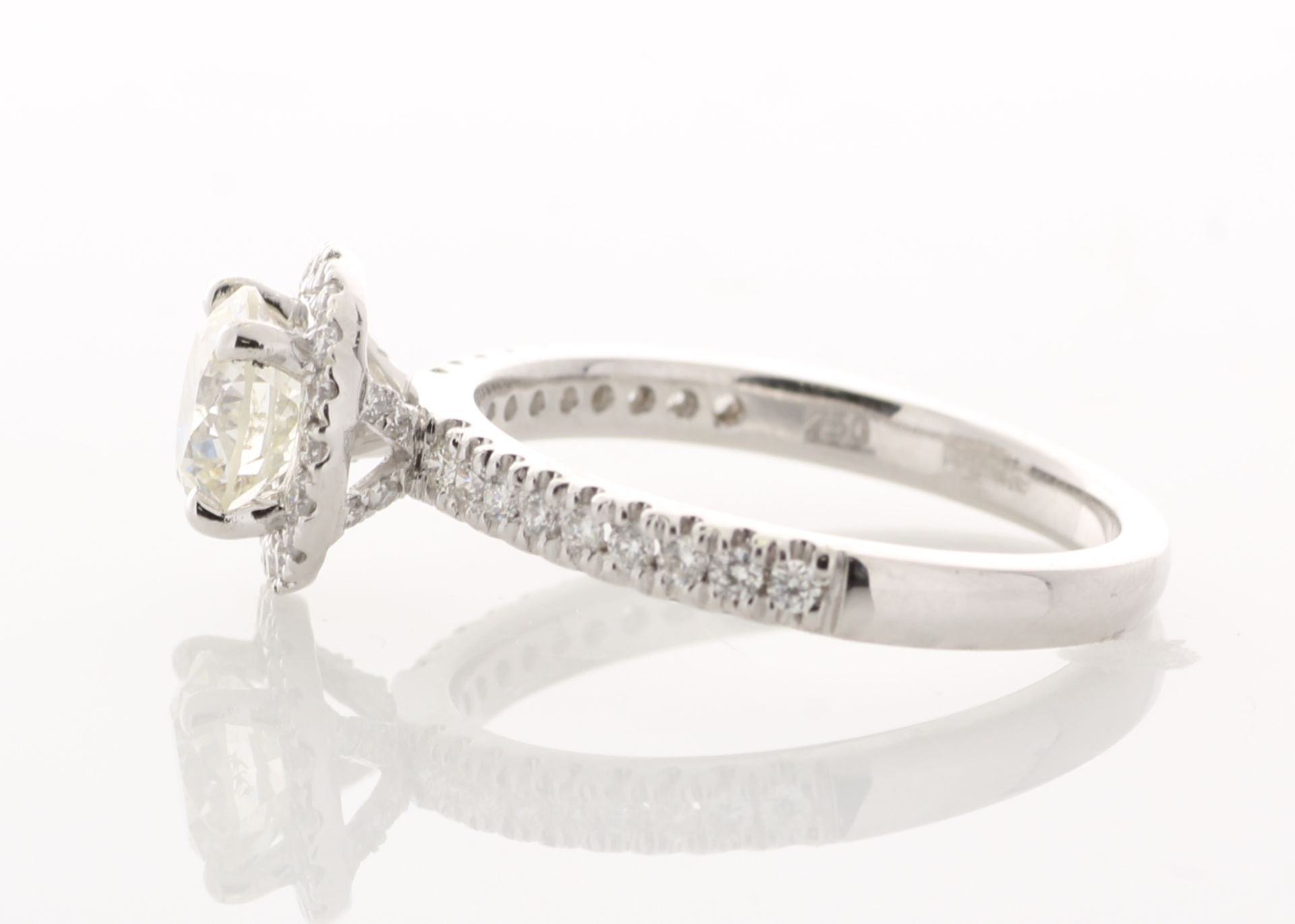 18ct White Gold Single Stone With Halo Setting Ring (1.01) 1.37 Carats - Valued by IDI £20,000. - Image 2 of 5