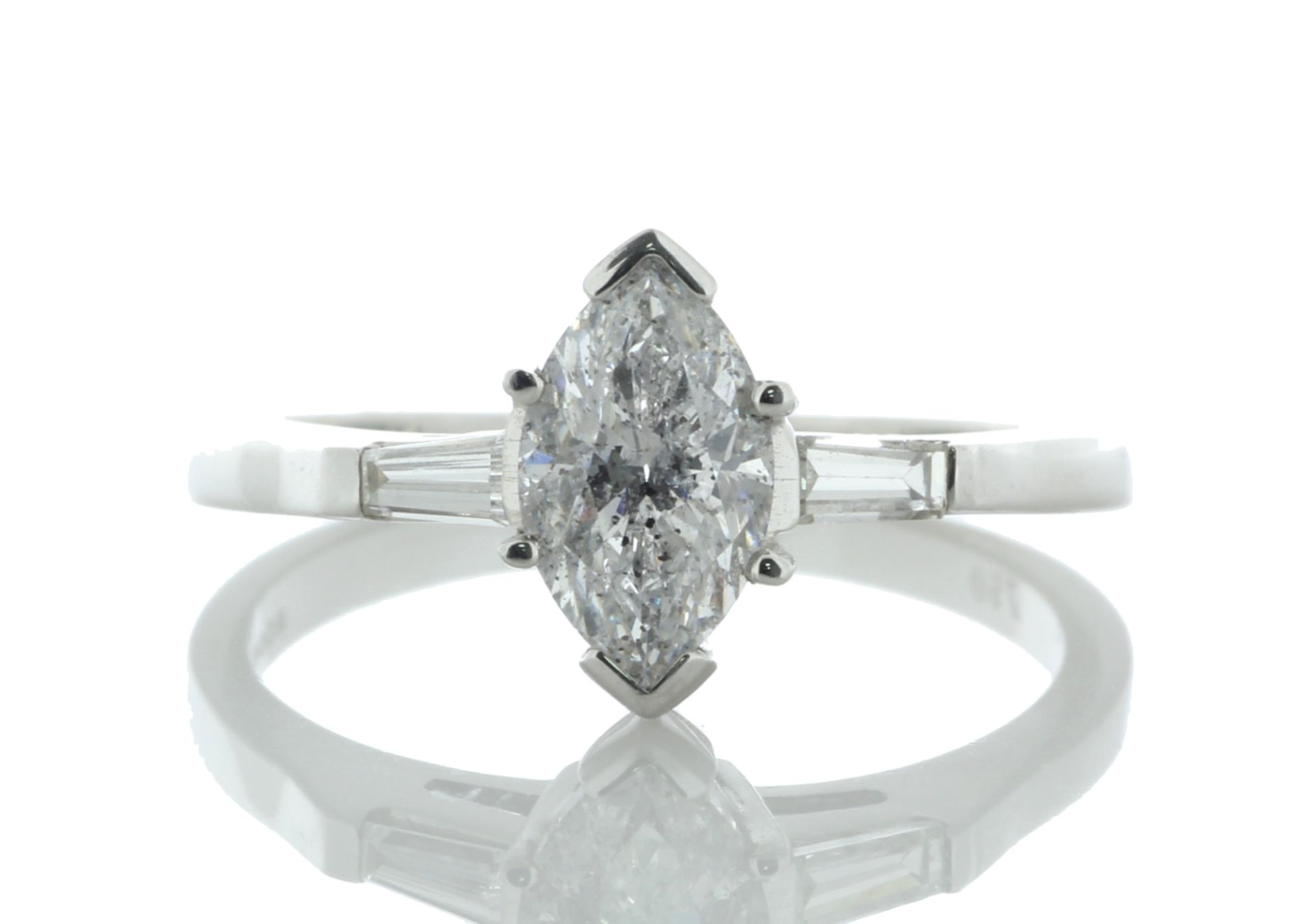 18ct White Gold Single Stone Marquise Cut Diamond Ring (1.01) 1.22 Carats - Valued by GIE £17,945.00