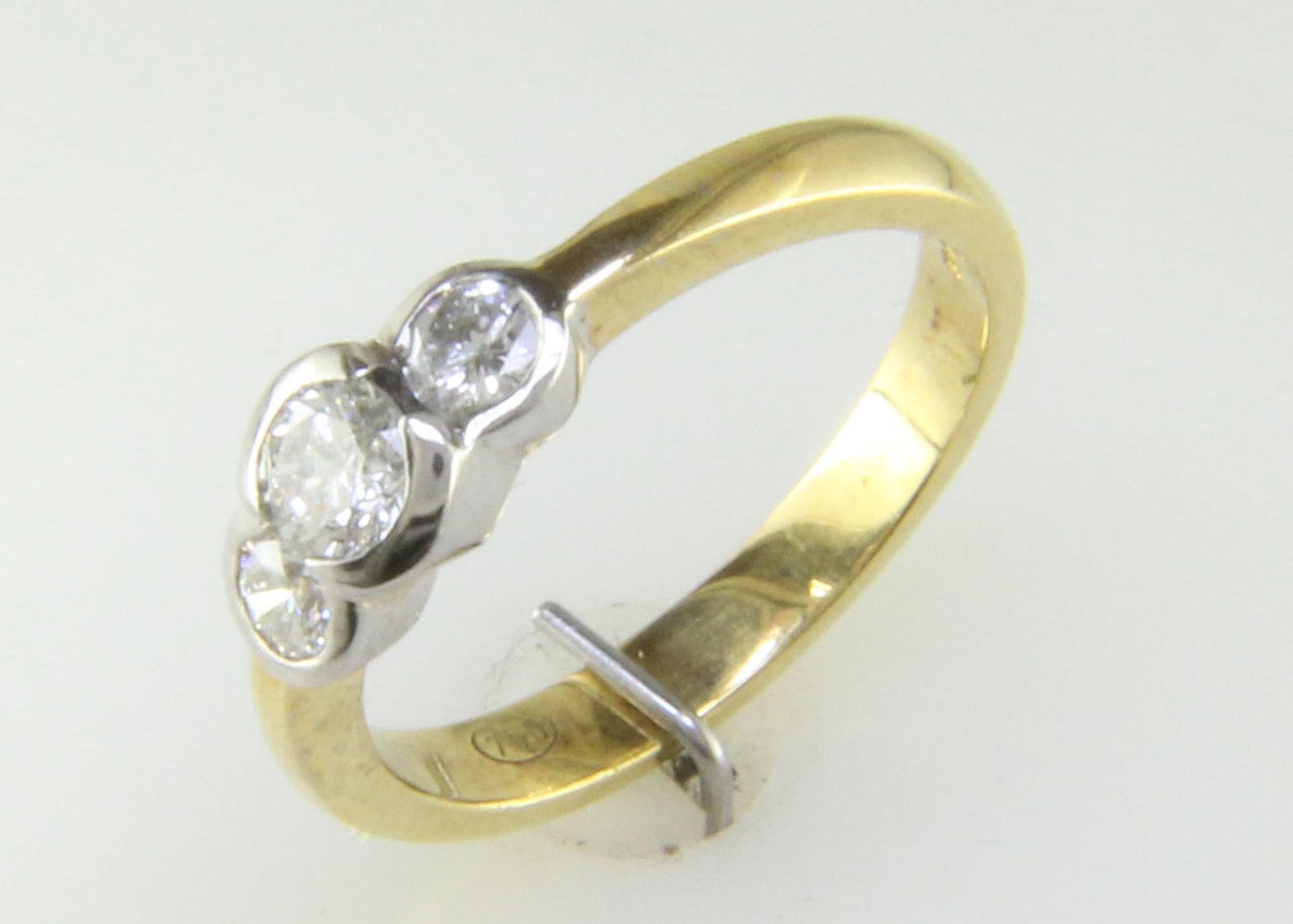 18ct Three Stone Rub Over Set Diamond Ring 0.65 Carats - Valued by GIE £11,495.00 - Three natural - Image 8 of 9