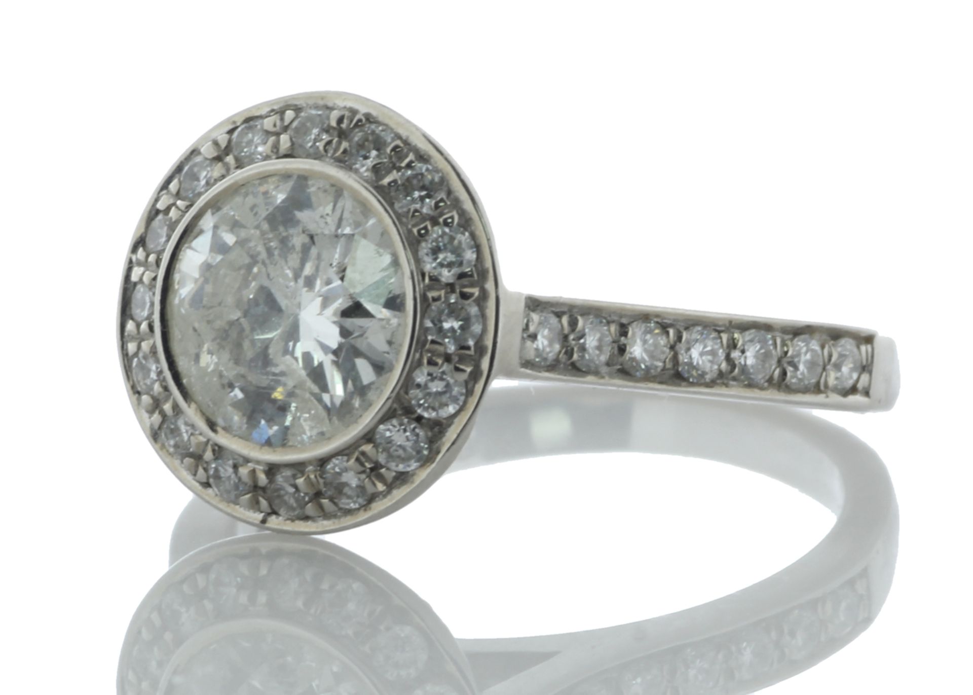 18ct White Gold Single Stone Rub Over With Stone Set Shoulders Diamond Ring (1.50) 2.00 Carats - - Image 2 of 5