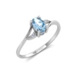 9ct White Gold Diamond And Blue Topaz Ring 0.01 Carats - Valued by GIE £745.00 - 9ct White Gold
