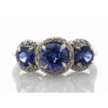 9ct White Gold Created Ceylon Sapphire And Diamond Ring 0.10 Carats - Valued by GIE £2,750.00 -