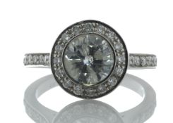 18ct White Gold Single Stone Rub Over With Stone Set Shoulders Diamond Ring (1.50) 2.00 Carats -