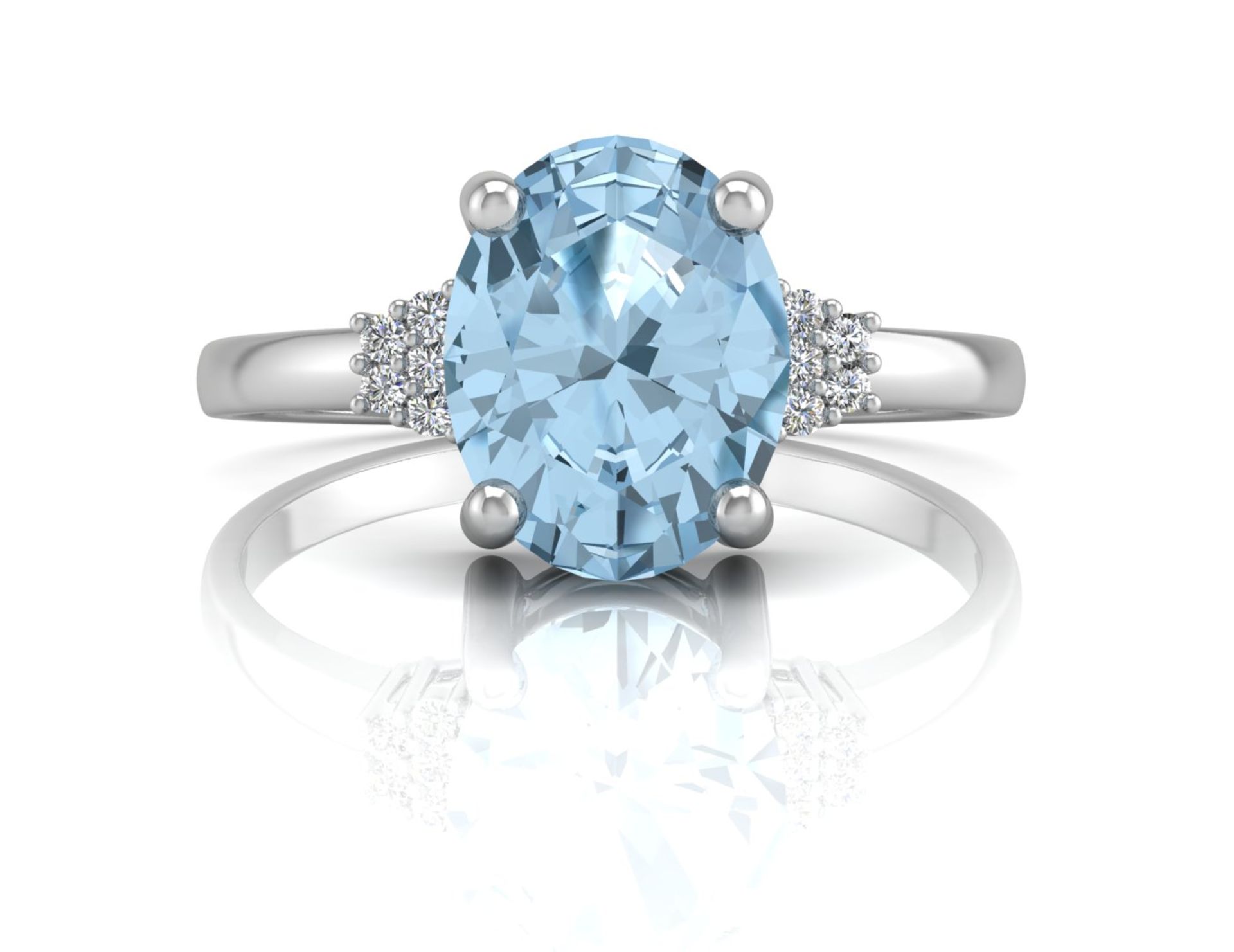 9ct White Gold Diamond And Blue Topaz Ring 0.03 Carats - Valued by GIE £1,145.00 - An oval cut - Image 4 of 5