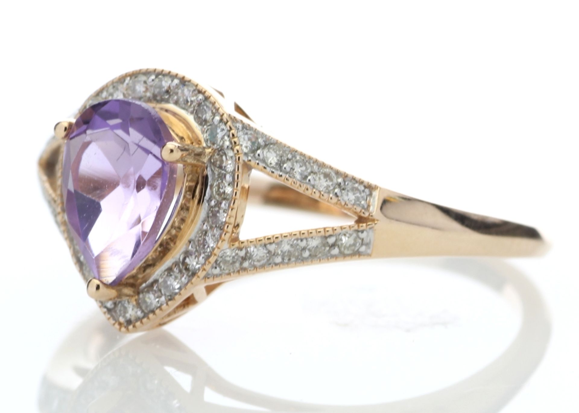 9ct Rose Gold Amethyst And Diamond Cluster Ring 0.21 Carats - Valued by GIE £2,442.00 - 9ct Rose - Image 2 of 5
