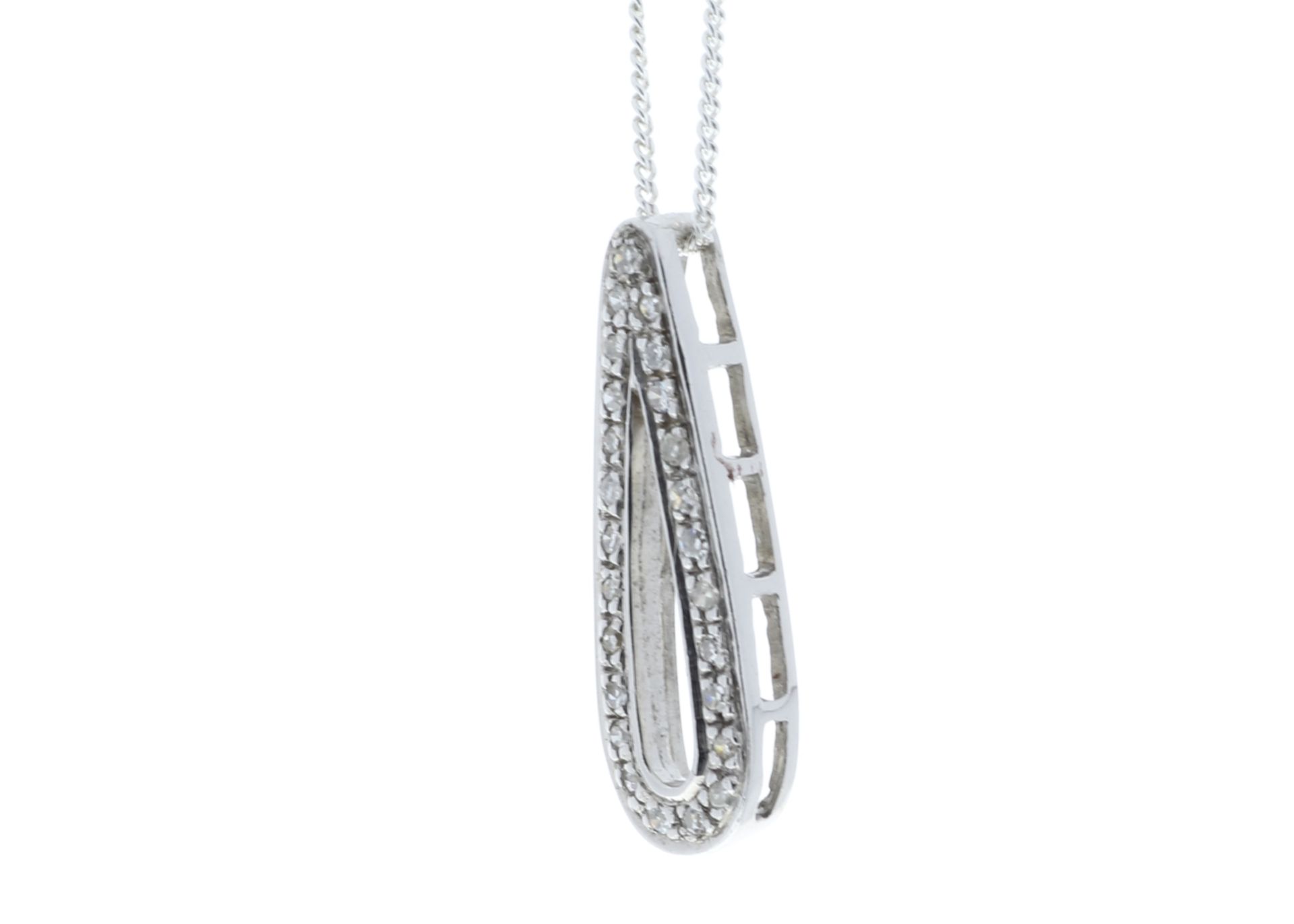 9ct White Gold Fancy Cluster Teardrop Shape Diamond Pendant 0.12 Carats - Valued by GIE £1,820. - Image 4 of 5