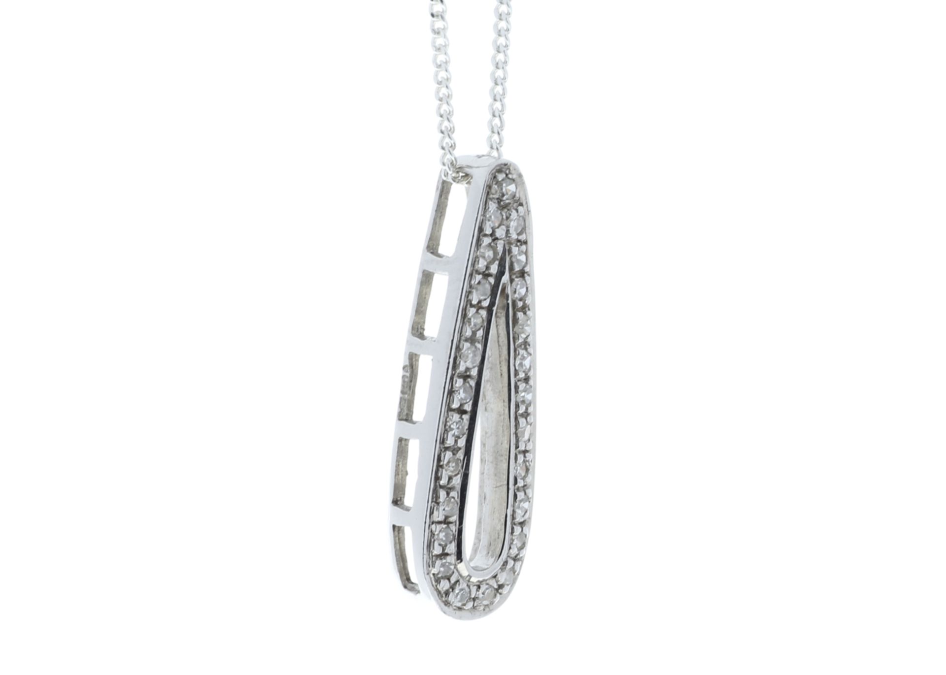 9ct White Gold Fancy Cluster Teardrop Shape Diamond Pendant 0.12 Carats - Valued by GIE £1,820. - Image 2 of 5