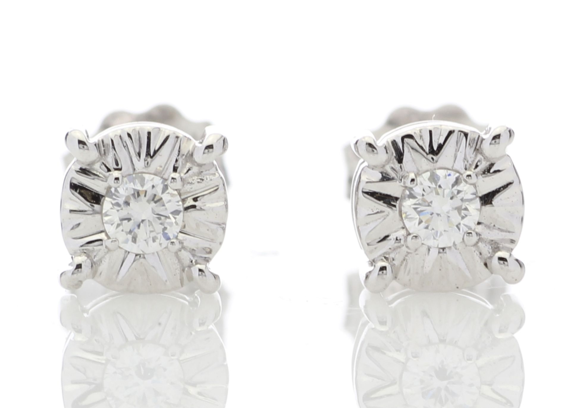 9ct White Gold Single Stone Claw Set Diamond Earring 0.10 Carats - Valued by GIE £1,745.00 - 9ct
