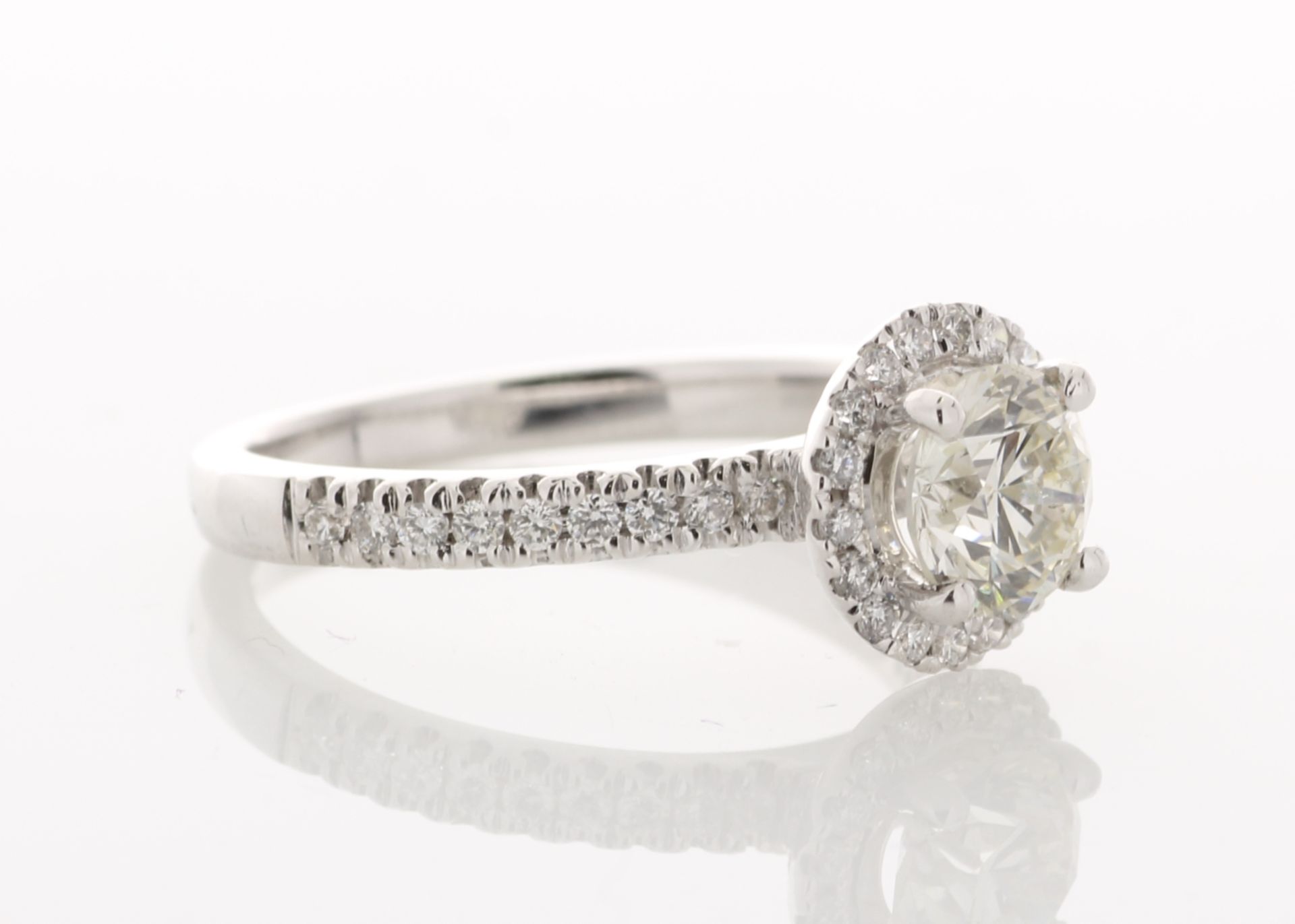 18ct White Gold Single Stone With Halo Setting Ring (1.01) 1.37 Carats - Valued by IDI £20,000. - Image 4 of 5