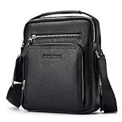 RRP £45.19 BISON DENIM Mens Genuine Leather Messenger Casual Cowhide Shoulder Bag