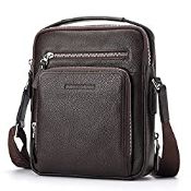 RRP £46.62 BISON DENIM Mens Genuine Leather Messenger Casual Cowhide Shoulder Bag