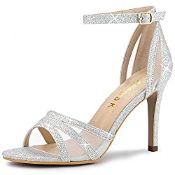 RRP £29.99 Allegra K Women's Glitter Ankle Strap Stiletto Heels