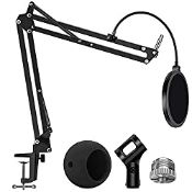 RRP £14.99 InnoGear Adjustable Microphone Stand with Mic Pop Filter