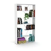 RRP £59.90 Vivense Tars - 6-Tier Bookcase (White & Chrome)