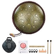RRP £65.48 BQKOZFIN 14 Inch Steel Tongue Drum 15 Notes Hand Drum