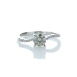 18ct White Gold Single Stone Claw Set With Stone Set Shoulders Diamond Ring (0.60) 0.74 Carats -