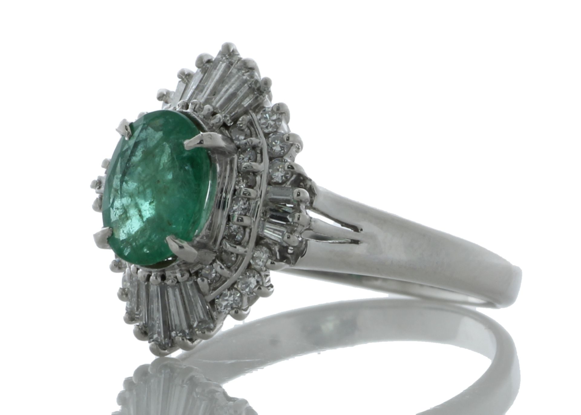 Platinum Emerald Cluster Claw Set Diamond And Emerald Ring (E 1.16) 0.61 Carats - Valued by GIE £8, - Image 2 of 5