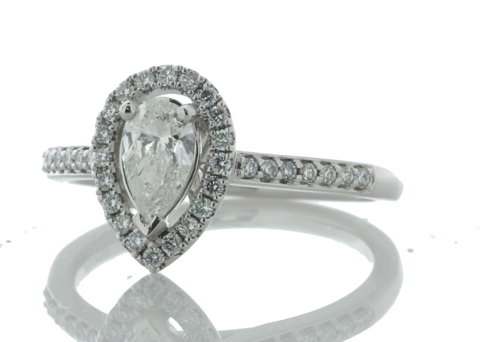 Platinum Single Stone Pear Cut Diamond Ring (0.49) 0.85 Carats - Valued by GIE £11,245.00 - Platinum - Image 2 of 5