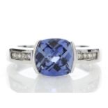 9ct White Gold Created Ceylon Sapphire Diamond Ring 0.11 Carats - Valued by AGI £695.00 - 9ct