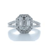 18ct White Gold Single Stone With Halo Setting Ring 1.20 Carats - Valued by AGI £12,450.00 - A