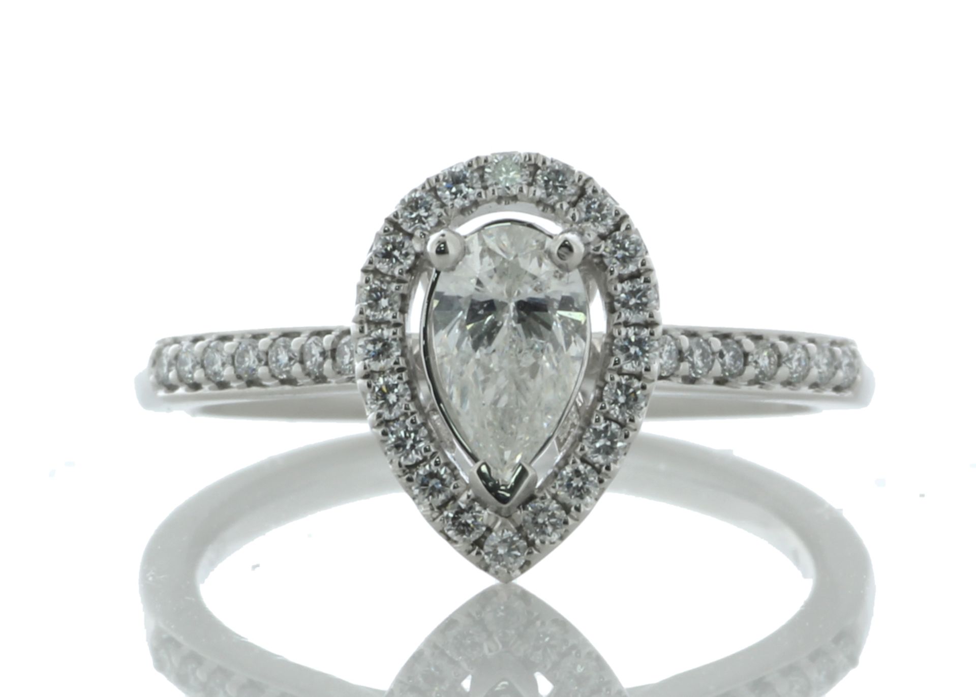 Platinum Single Stone Pear Cut Diamond Ring (0.49) 0.85 Carats - Valued by GIE £11,245.00 - Platinum