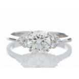 18ct White Gold Single Stone With Heart Shaped Set Shoulders Diamond Ring (1.13) 1.29 Carats -