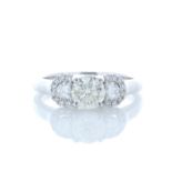 18ct White Gold Three Stone Claw Set Diamond Ring (0.75) 1.02 Carats - Valued by IDI £9,795.00 - One