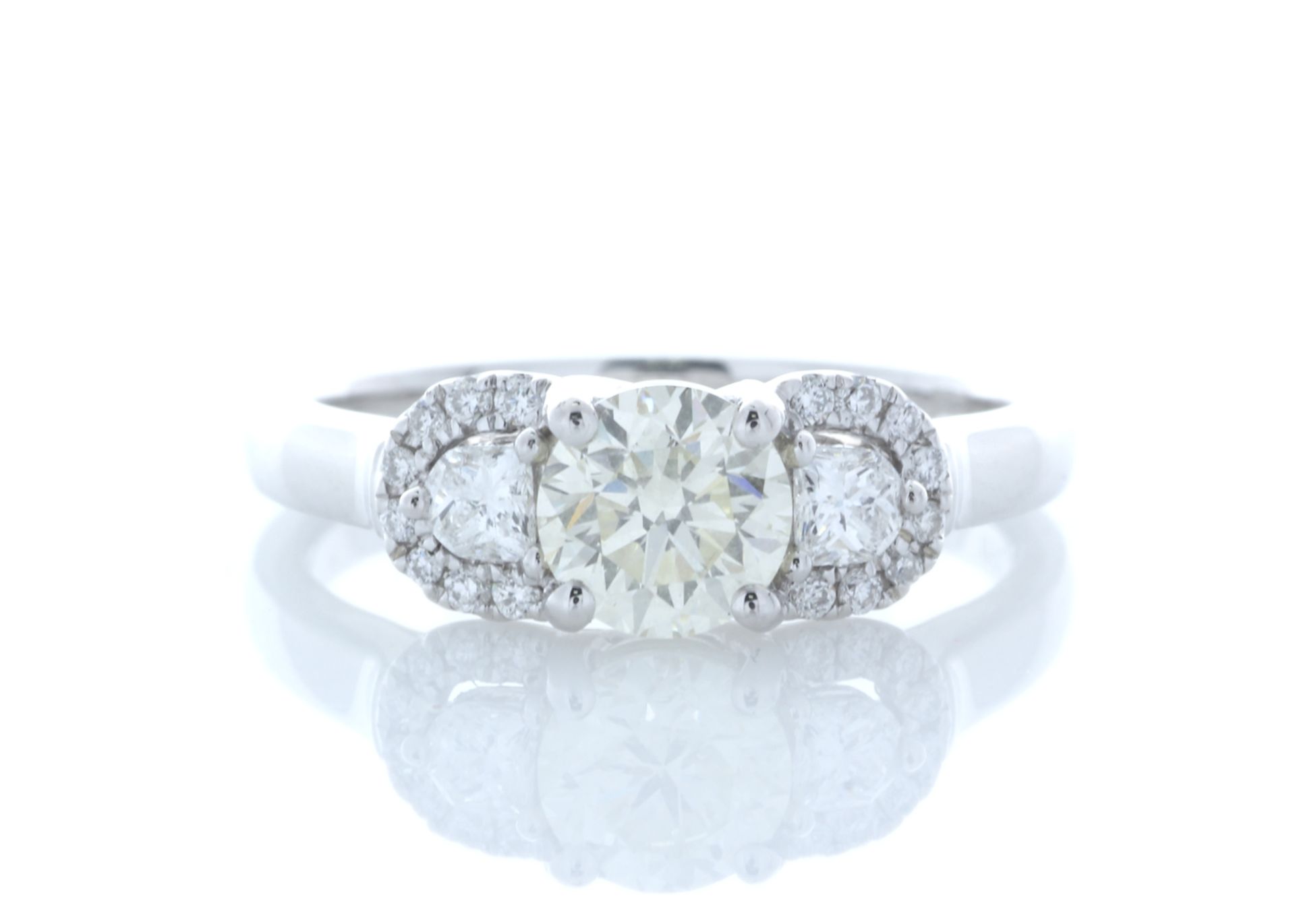 18ct White Gold Three Stone Claw Set Diamond Ring (0.75) 1.02 Carats - Valued by IDI £9,795.00 - One