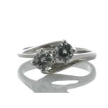 18ct White Gold Two Stone Claw Set Diamond Ring 0.71 Carats - Valued by GIE £6,251.00 - 18ct White