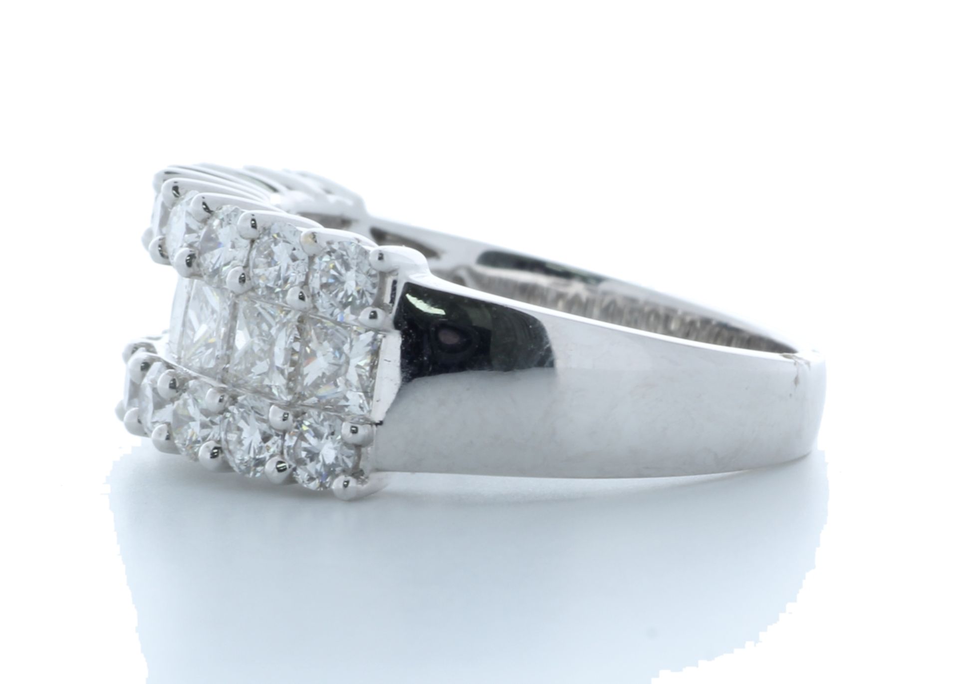 18ct White Gold Claw Set Semi Eternity Diamond Ring 2.43 Carats - Valued by AGI £16,850.00 - Seven - Image 2 of 4