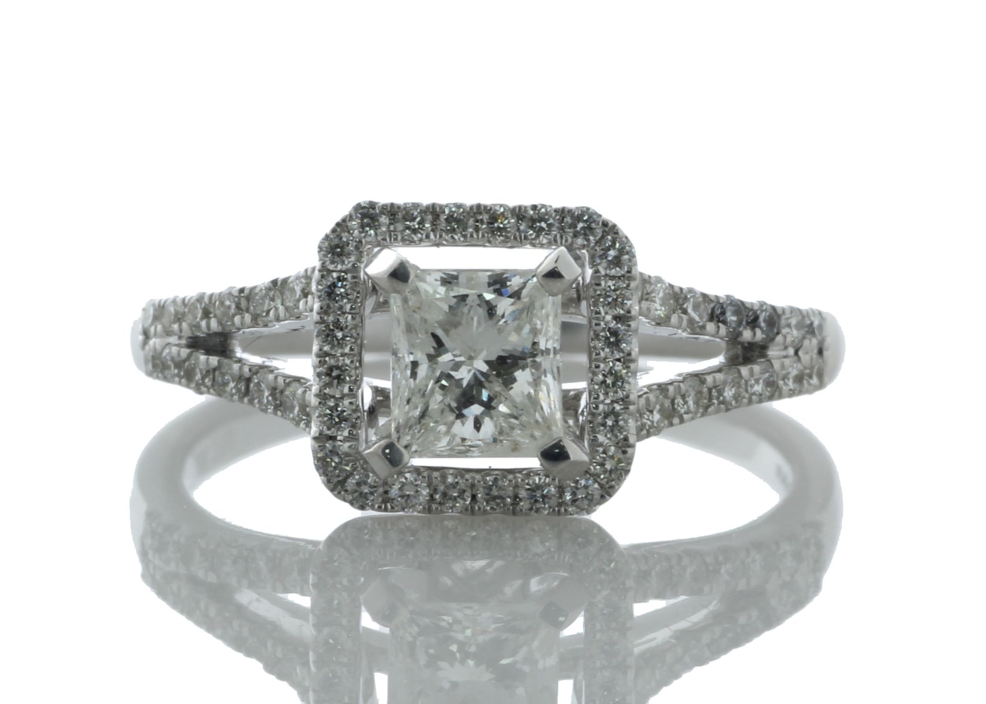 18ct White Gold Single Stone Princess Cut Diamond Ring (0.72) 1.05 Carats - Valued by GIE £15,497.00