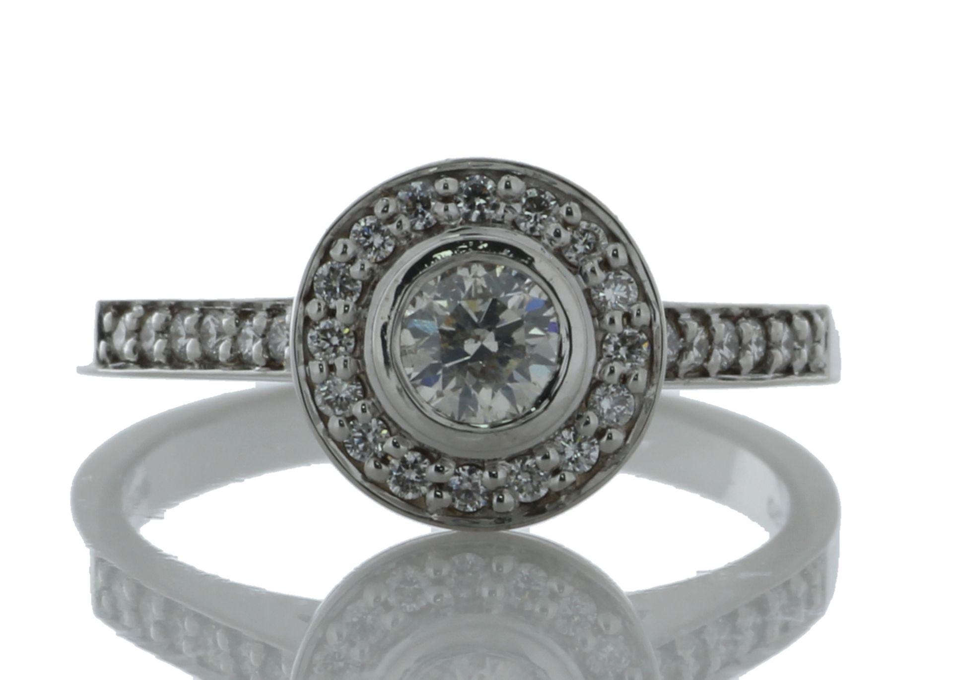18ct White Gold Single Stone With Halo Setting Ring (0.26) 0.54 Carats - Valued by GIE £4,102.00 -