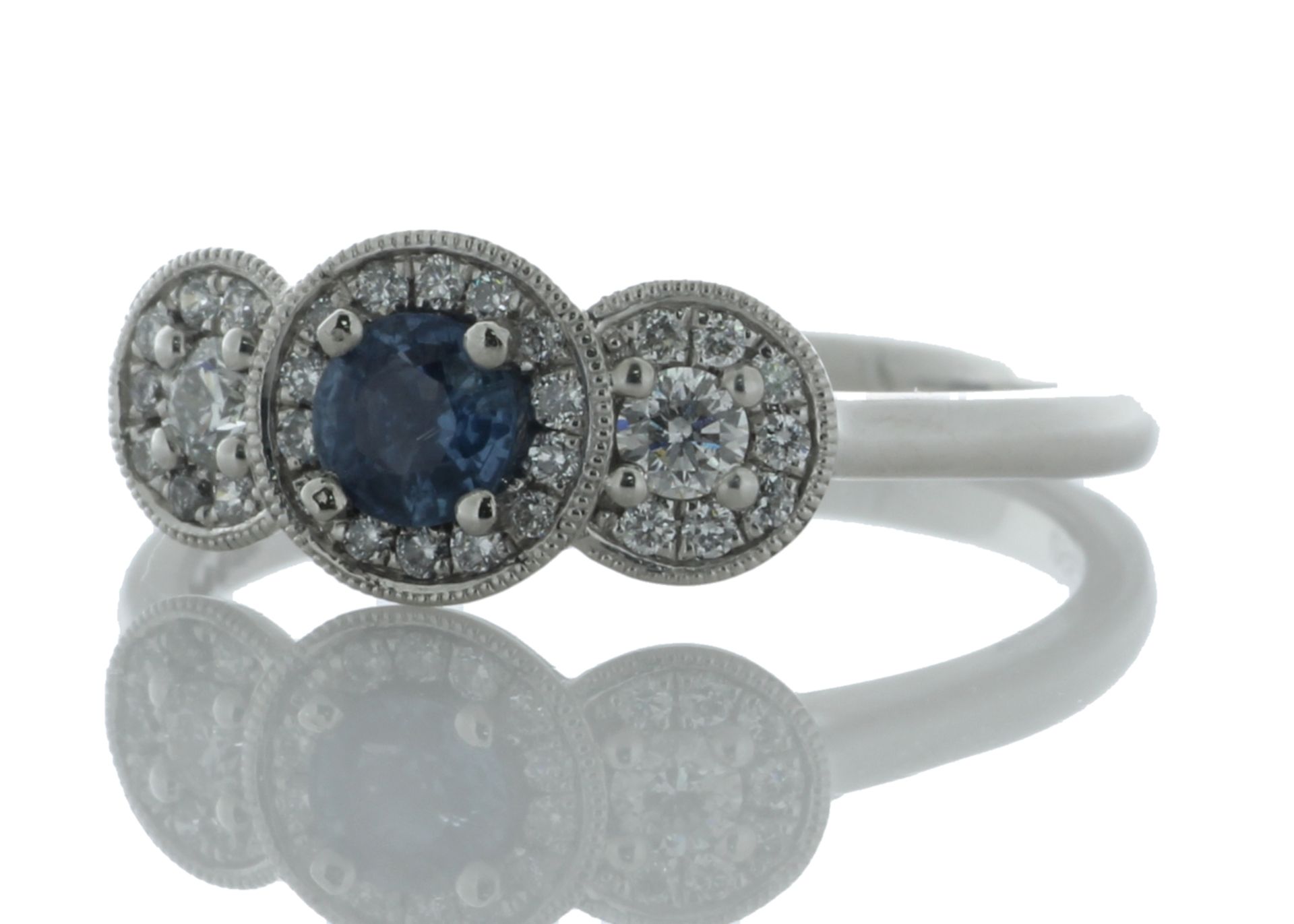 Platinum Three Stone Rub Over Set Diamond And Sapphire Ring (S0.33) 0.24 Carats - Valued by GIE £4, - Image 2 of 5