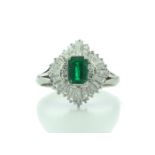 Platinum Cluster Diamond And Emerald Ring (E 0.37) 1.00 Carats - Valued by IDI £9,000.00 -
