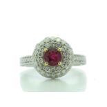 18ct White Gold Cluster Diamond And Ruby Ring (R0.73) 1.90 Carats - Valued by IDI £9,800.00 - 18ct