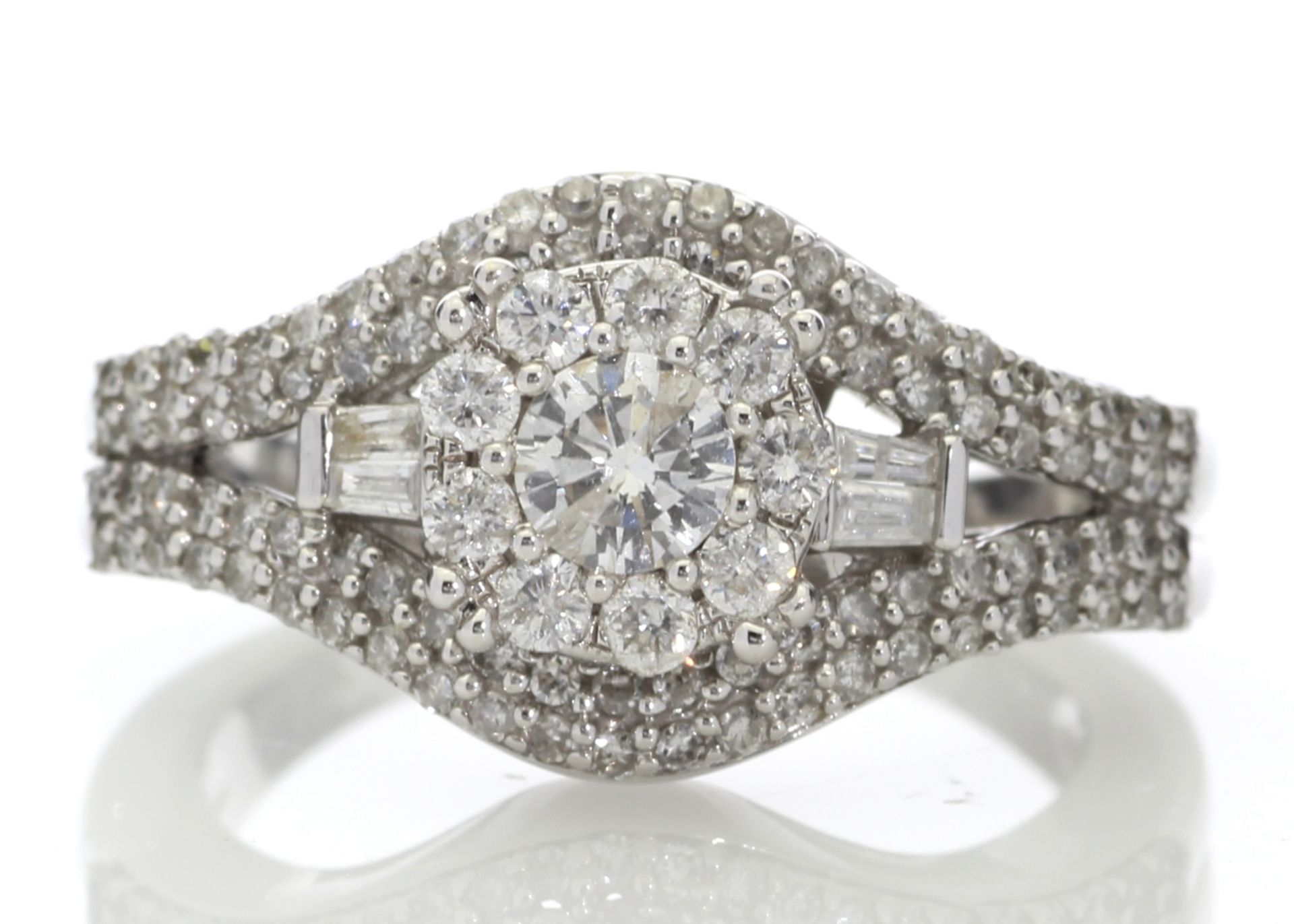 9ct White Gold Round Cluster Claw Set Diamond Ring 1.00 Carats - Valued by AGI £4,180.00 - This