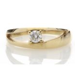 9ct Yellow Gold Single Stone Claw Set Diamond Ring 0.18 Carats - Valued by AGI £975.00 - A natural