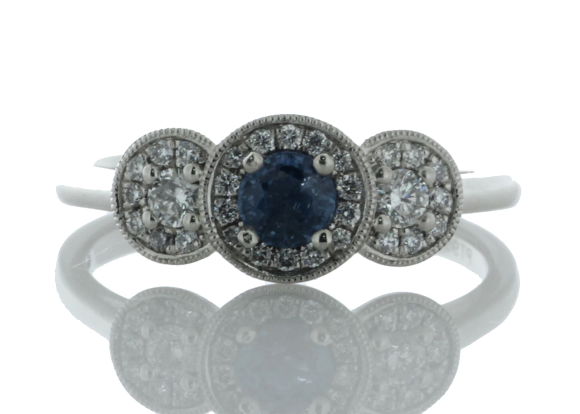 Platinum Three Stone Rub Over Set Diamond And Sapphire Ring (S0.33) 0.24 Carats - Valued by GIE £4,