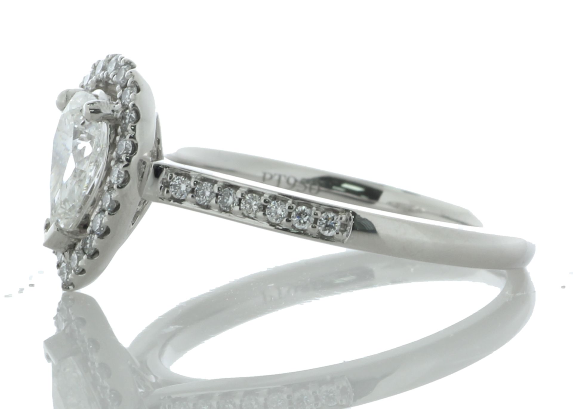Platinum Single Stone Pear Cut Diamond Ring (0.49) 0.85 Carats - Valued by GIE £11,245.00 - Platinum - Image 3 of 5
