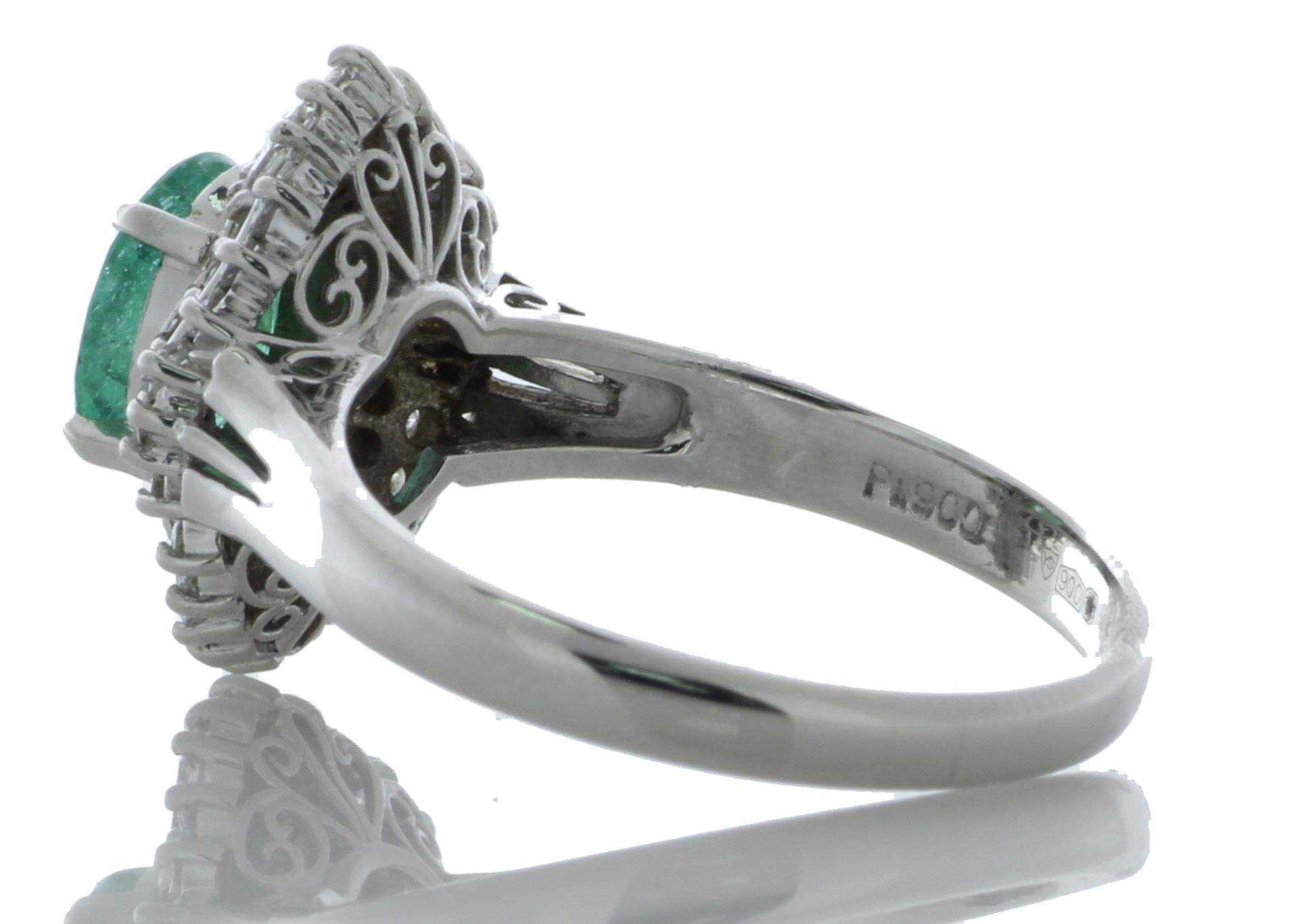 Platinum Emerald Cluster Claw Set Diamond And Emerald Ring (E 1.16) 0.61 Carats - Valued by GIE £8, - Image 4 of 5