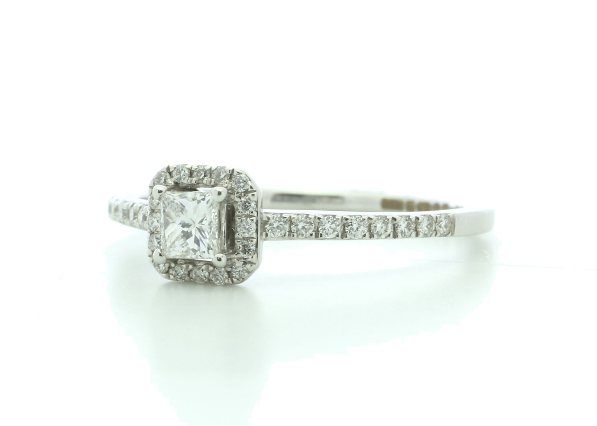 18ct White Gold Halo Set Diamond Ring 0.33 Carats - Valued by IDI £3,800.00 - A sparkling natural - Image 2 of 5
