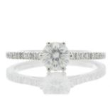 18ct White Gold Solitaire Diamond ring With Stone Set Shoulders (0.71) 0.90 Carats - Valued by