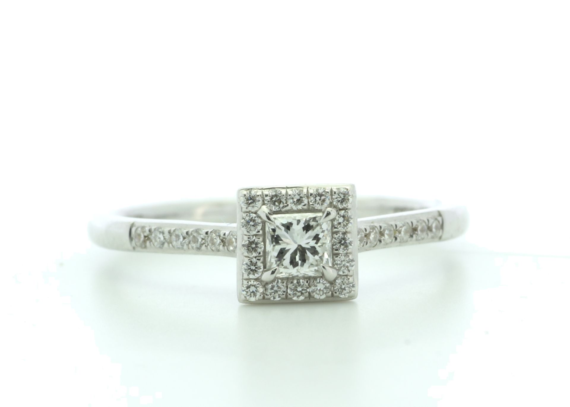 18ct White Gold Halo Set Diamond Ring 0.38 Carats - Valued by IDI £3,950.00 - A sparkling natural